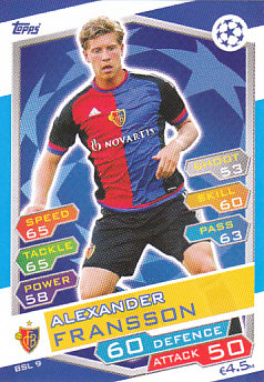 Alexander Fransson FC Basel 2016/17 Topps Match Attax CL #BSL09